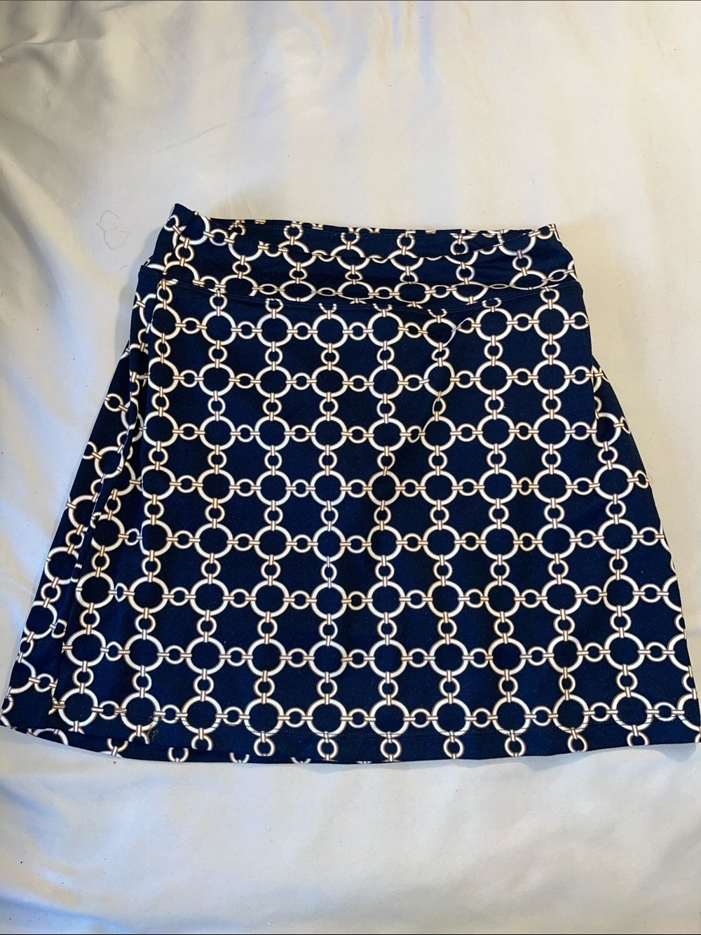 Navy Link-Chain A-Line Skirt